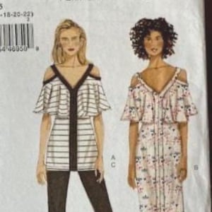Very Easy Vogue, Misses' -  V Neckline Top or Dress, & Pants, Sizes 14-16-18-20-22, Pattern V9238, Uncut.