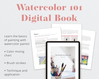 Digital Watercolor Book, Learn to Paint with Watercolors, Watercolor Digital Book, Printable Watercolor PDF, Painting with Watercolor Paints