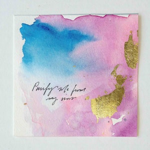 Psalms Project: 51-60, Abstract Watercolor Art, Christian Painting, Painting with Scripture, Abstract Home Decor, Bible Verse Wall Art Psalm 51:7