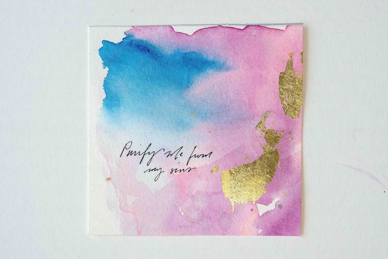 Psalms Project: 51-60, Abstract Watercolor Art, Christian Painting, Painting with Scripture, Abstract Home Decor, Bible Verse Wall Art Psalm 51:7