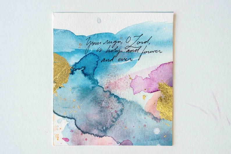 Psalms Project: 91-100, Christian Gift for Friend, Watercolor Art, Abstract Painting, Scripture Painting, Bible Verse Home Decor Psalm 93:5