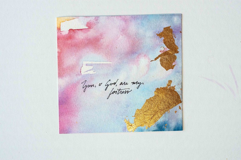 Psalms Project: 51-60, Abstract Watercolor Art, Christian Painting, Painting with Scripture, Abstract Home Decor, Bible Verse Wall Art Psalm 59:9