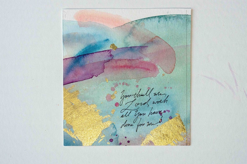 Psalms Project: 91-100, Christian Gift for Friend, Watercolor Art, Abstract Painting, Scripture Painting, Bible Verse Home Decor Psalm 92:44