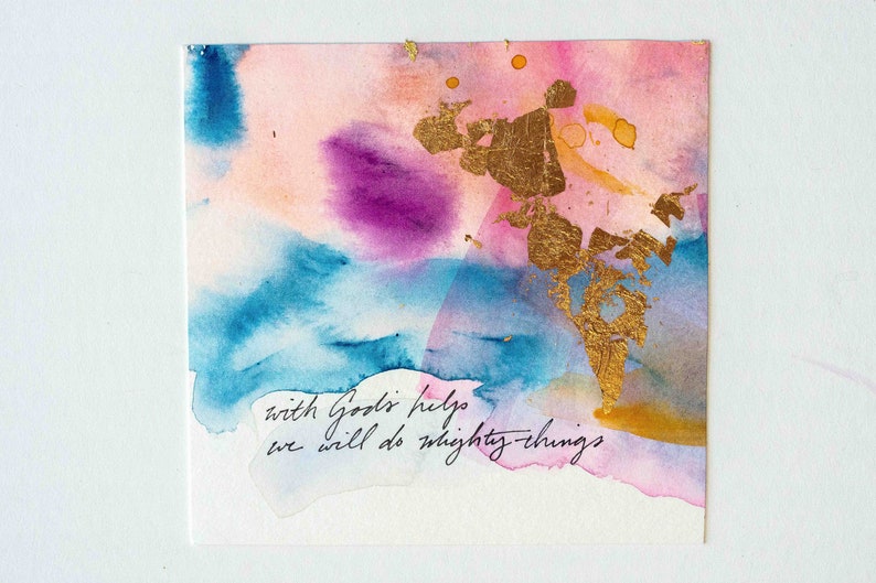 Psalms Project: 51-60, Abstract Watercolor Art, Christian Painting, Painting with Scripture, Abstract Home Decor, Bible Verse Wall Art Psalm 60:12