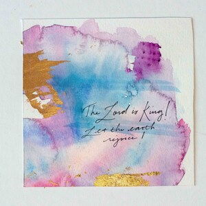 Psalms Project: 91-100, Christian Gift for Friend, Watercolor Art, Abstract Painting, Scripture Painting, Bible Verse Home Decor Psalm 97:1