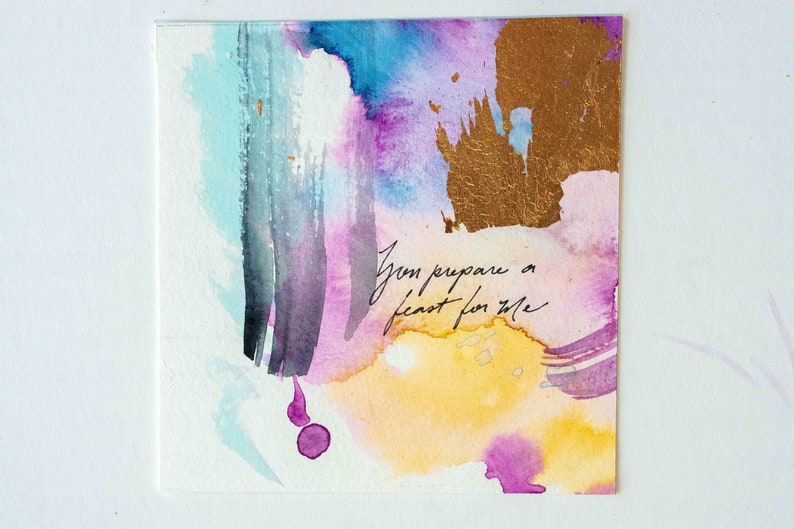 Psalms Project: Psalm 2130, Christian Watercolor Art, Abstract Painting, Christian Home Decor. Encouragement Gift for Friend, Verse Art Psalm 23:5