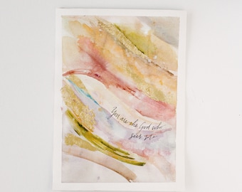 Genesis 16:13, You are the God who sees, Watercolor Scripture art, Abstract Painting, Gold Leaf Painting, Christian Art, Christian Gift,