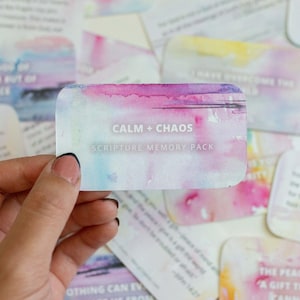 Tarjetas de memoria de las Sagradas Escrituras Calm + Chaos, paquete de versículos de las Sagradas Escrituras, tarjetas de versículos bíblicos, versículos sobre la paz, paquete de memoria, regalo cristiano para un amigo