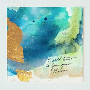 Psalms Project: 51-60, Abstract Watercolor Art, Christian Painting, Painting with Scripture, Abstract Home Decor, Bible Verse Wall Art Psalm 52:9