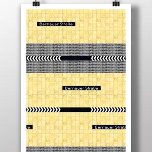 U-bahn Bernauer Straße - Berlin graphic watercolour poster