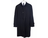 44 Vintage 60s Gleneagles Black Single Breasted Raincoat Rain Over Top Coat Mackintosh Size XL