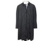 44R Vintage 60s Blue Green Plaid Single Breasted Raincoat Trench Coat Overcoat Size XL
