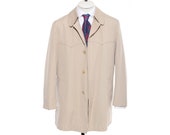 40S Short Vintage London Towne Khaki Raincoat Overcoat Car Coat Rain Size M Plush Liner