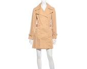 Vintage 70s Womens Montgomery Ward Cropped Double Breasted Trench Coat Raincoat M L