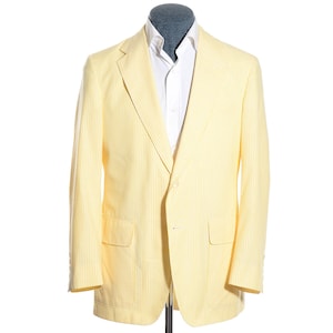38R Vintage Haspel Yellow & White Seersucker Striped Sport Coat Blazer Jacket (Size S)
