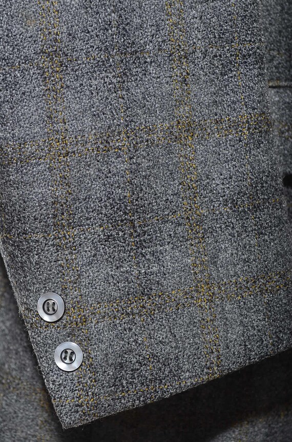 49R Vintage 60s Gray Tweed Shadow Plaid Wool Two-… - image 5