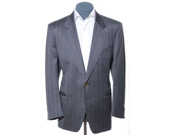 44R Vintage Canali Italian Gray Pinstriped Wool Two-Button Blazer Suit Jacket Size XL