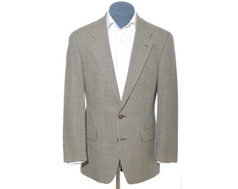 40R Classic-Fit Vintage Chaps Ralph Lauren Gray Houndstooth Wool Sport Coat Blazer Jacket