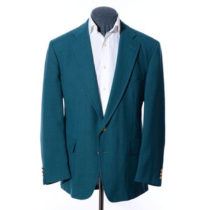46R Vintage 70s Palm Beach Teal Green Aqua Patch Pockets Two-Button Blazer Golf Jacket Size XXL