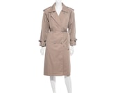 Womens Vintage Double Breasted Belted Trench Coat Raincoat 10 DP Quilted Liner Size M