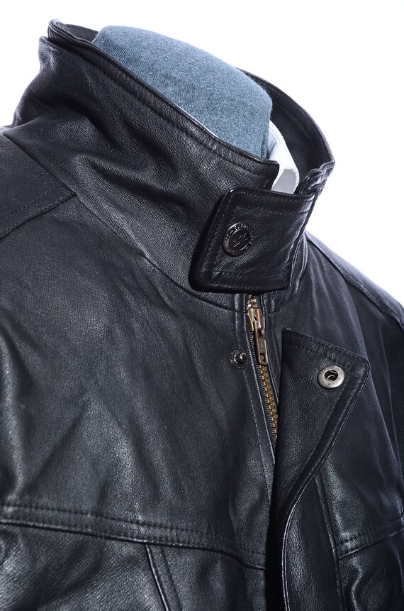 Mens Vintage Black Leather Oversized Bomber Jacket Co… Gem