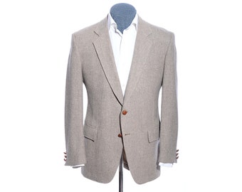 40R Vintage Kuppenheimer Grau Braun Wolle Tweed Gestreifter Sportmantel Blazer Jacke Größe M