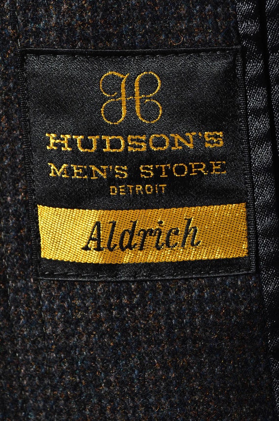 42R Vintage 50s Hudsons Gray Check Wool Single-Br… - image 9