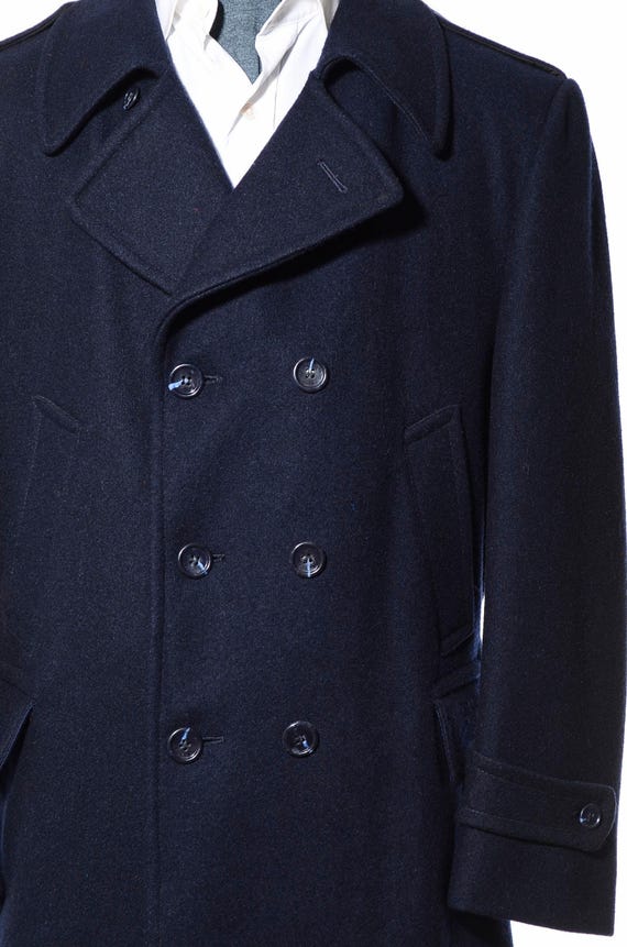 42R Vintage London Fog Double-Breasted Navy-Blue … - image 2