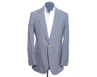 Giacca blazer con tasche applicate blu-acciaio vintage Haggar Imperial lunga slim fit da 42 litri