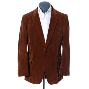 44R Slim-Fit Jordache Brown Cotton Corduroy Patch Pockets Sport Coat Blazer Jacket (Size XL)