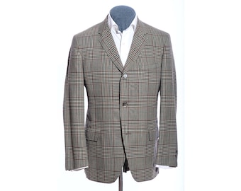 40R Vintage 60s Three-Button Stanley Blacker Gray Plaid Sport Coat Blazer Jacket Size M