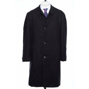 42R Vintage 50s Hudsons Gray Check Wool Single-Breasted Overcoat Top Coat with Liner Size L