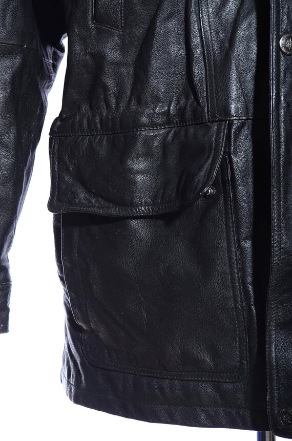 Mens Vintage Black Leather Oversized Bomber Jacket Co… Gem