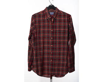 Vintage Pendleton USA Red Christie Tartan Plaid Wool Long-Sleeved Button-Down Shirt Size M