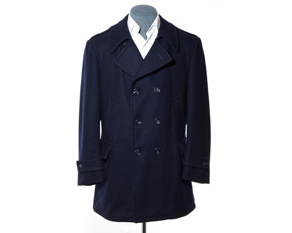 42R Vintage London Fog Double-Breasted Navy-Blue … - image 1