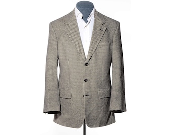 41R Vintage Three-Button Lord & Taylor Gray Houndstooth Camel-Hair Sport Coat Blazer Jacket