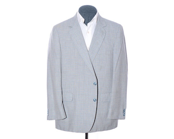 Portly fit Vintage 40S Short Blue Check Lightweight Two button Sport Coat Blazer Jacket Etsy