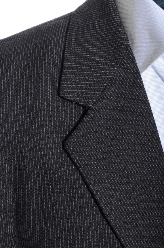 40S Short Vintage Dark Gray Pinstriped Wool Two-P… - image 3