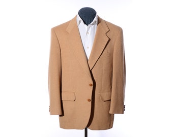 42R Vintage Kuppenheimer Soft Tan Camel Hair Two-Button Sport Coat Blazer Jacket Size L