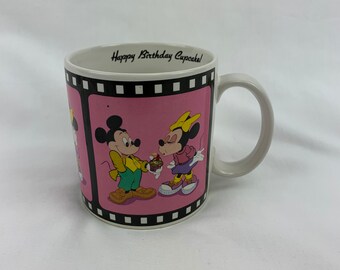 1988 Mickey and Minnie Mouse, Happy Birthday Cupcake, Coffee Mug