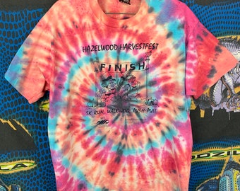 Vintage 90s Hazelwood Harvest 5K run, Fruit, Tie Dye shirt