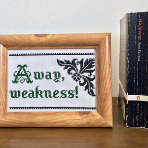 Pattern - Away, weakness! (Tolstoy, Anna Karenina) - 5&quot;x7&quot; cross stitch chart PDF digital instant download