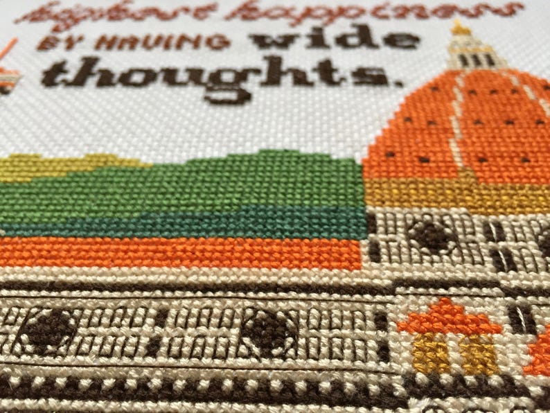 Completed Cross Stitch Wall Art Wide Thoughts Eliot Etsy