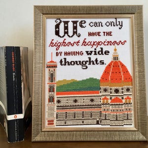 Pattern - Wide Thoughts (George Eliot, Romola) Florence Duomo - 8&quot;x10&quot; cross stitch chart PDF digital instant download