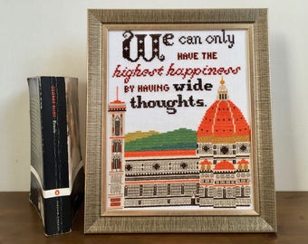 Pattern - Wide Thoughts (George Eliot, Romola) Florence Duomo - 8"x10" cross stitch chart PDF digital instant download