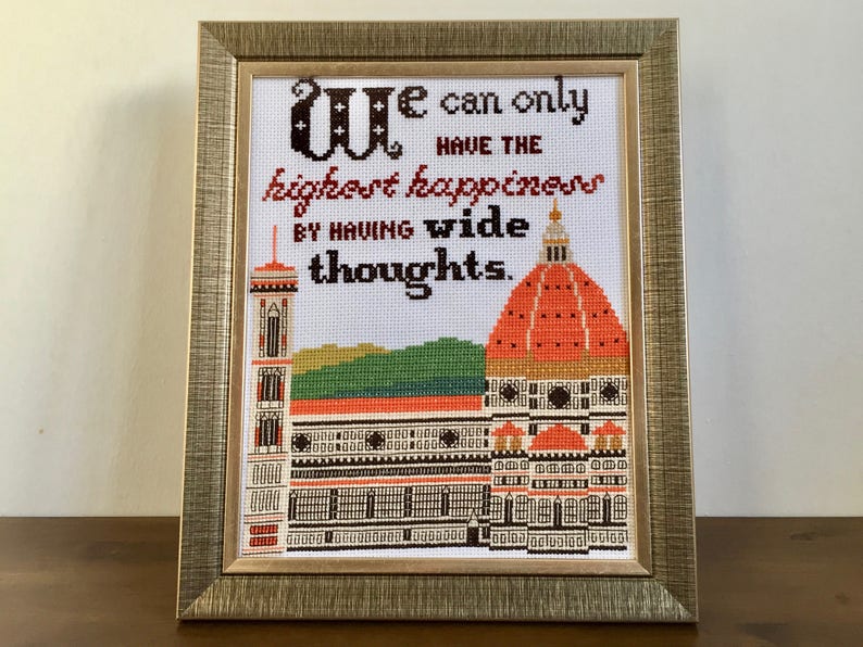 Completed Cross Stitch Wall Art Wide Thoughts Eliot Etsy