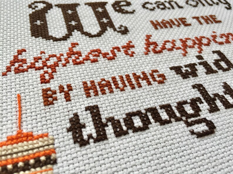 Completed Cross Stitch Wall Art Wide Thoughts Eliot Etsy