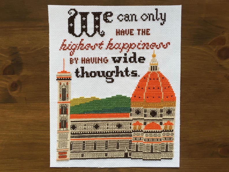 Completed Cross Stitch Wall Art Wide Thoughts Eliot Etsy