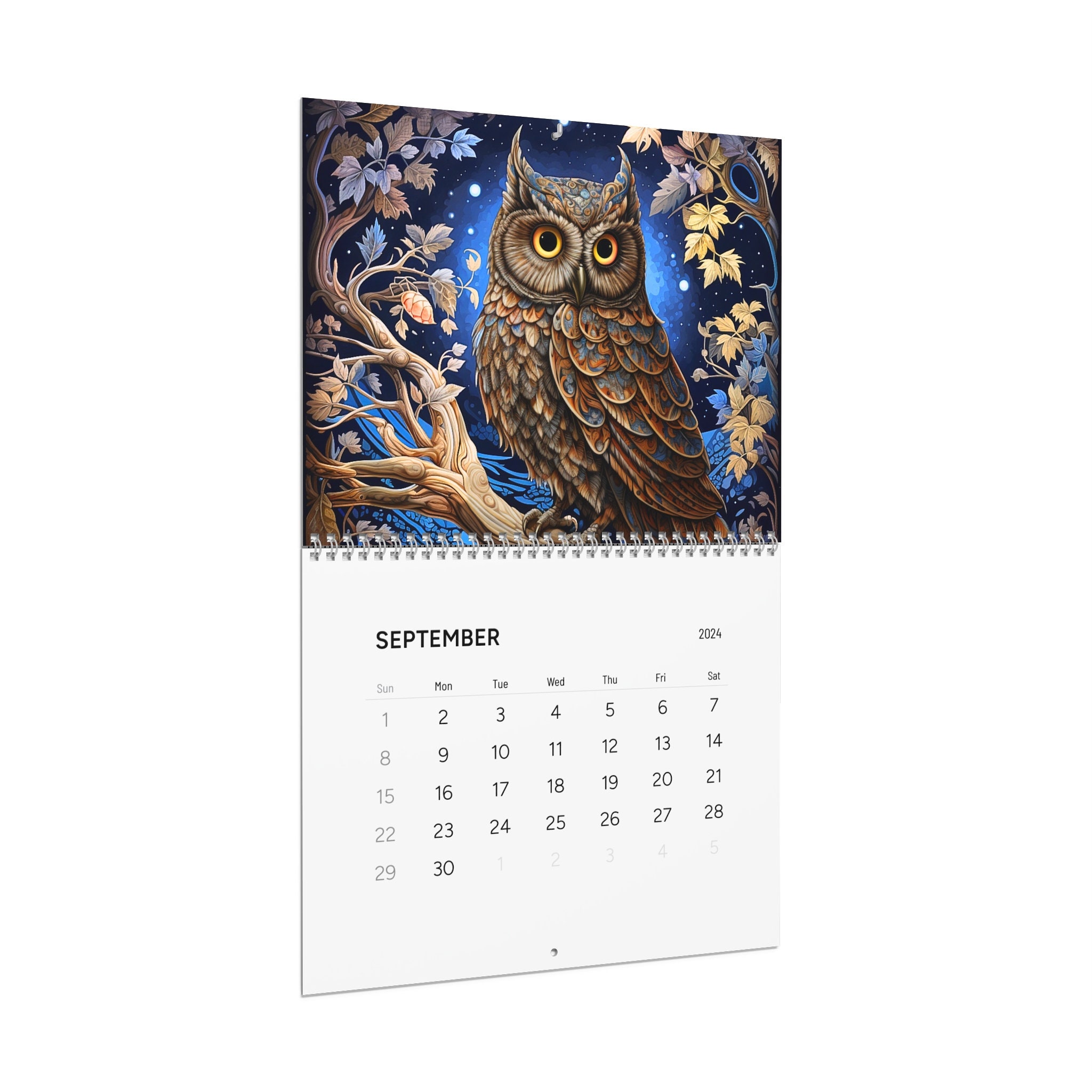 Owl 2024 calendar, 2024 bird calendar, owl calendar 2024, bird calendar