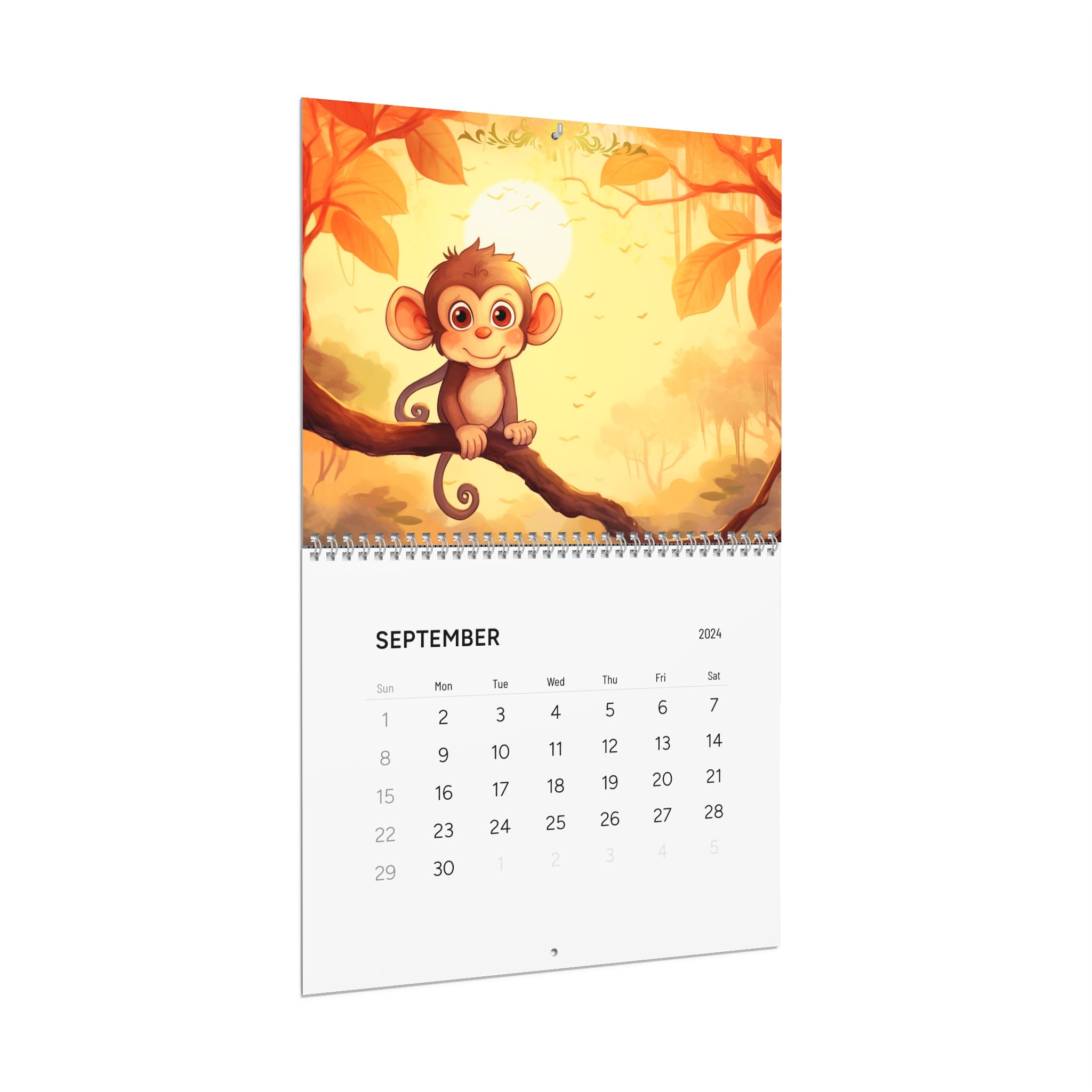 2024 wall calendar, 12 animal calendar 2024, cartoon Chinese Zodiac